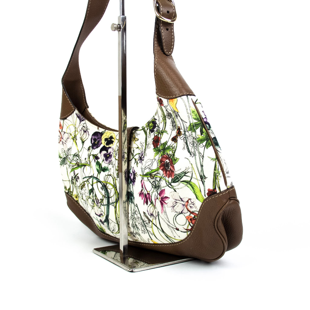 Gucci Ny Jackie Skuldertaske Flora Læder