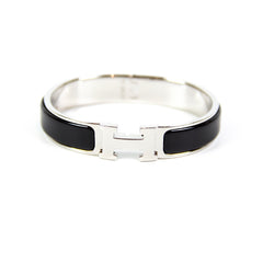 Hermes Click H Black Silver Bracelet