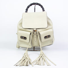 Gucci Gucci bamboo leather backpack white