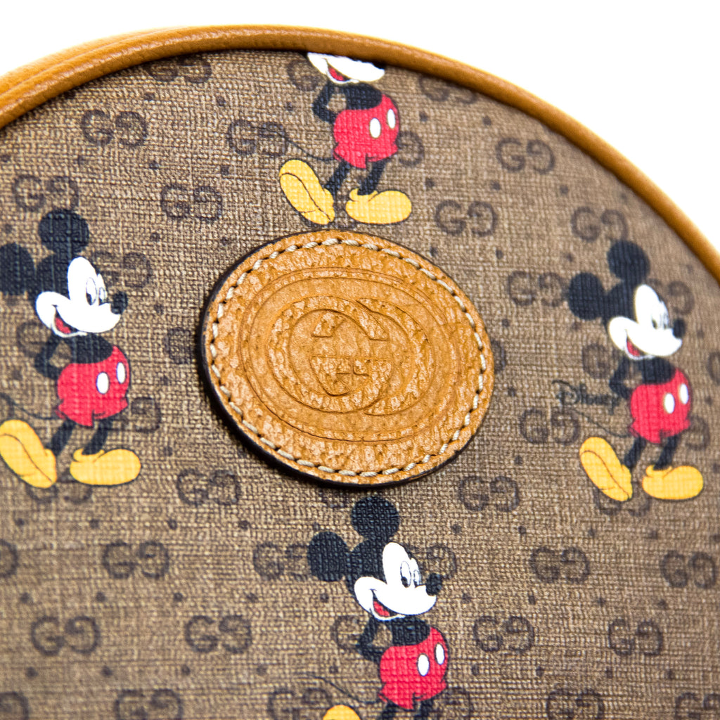 GUCCI x Disney Brun GG Supreme Canvas Leather Mickey Mouse Rund Backpack Rygsæk