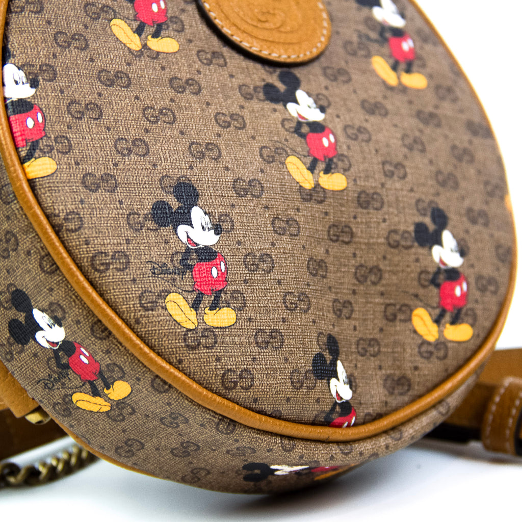 GUCCI x Disney Brun GG Supreme Canvas Leather Mickey Mouse Rund Backpack Rygsæk