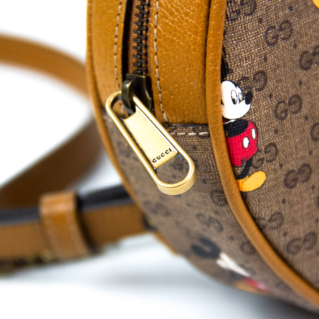 GUCCI x Disney Brun GG Supreme Canvas Leather Mickey Mouse Rund Backpack Rygsæk