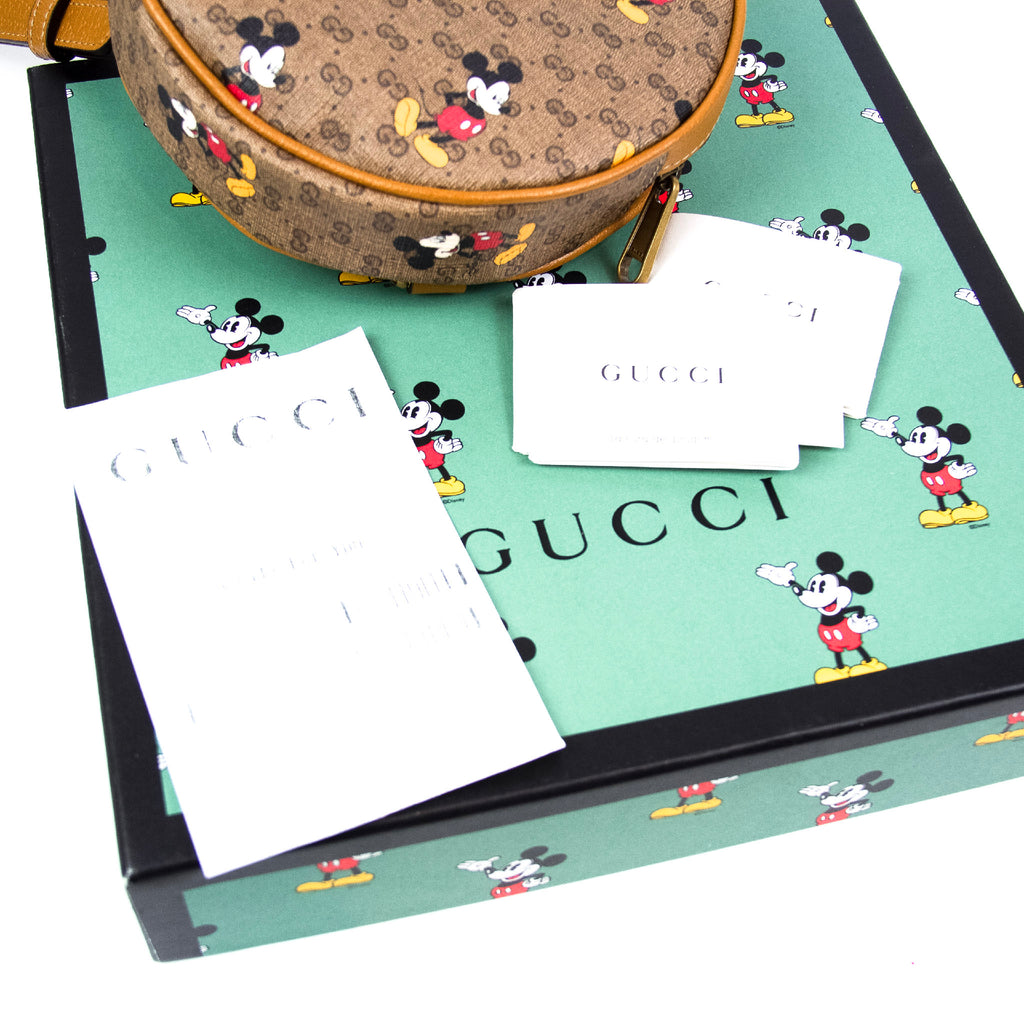 GUCCI x Disney Brun GG Supreme Canvas Leather Mickey Mouse Rund Backpack Rygsæk