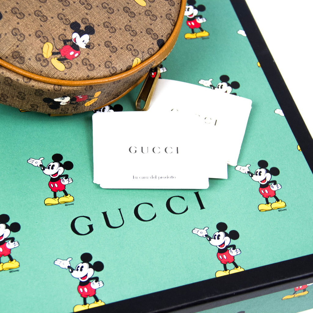 GUCCI x Disney Brun GG Supreme Canvas Leather Mickey Mouse Rund Backpack Rygsæk