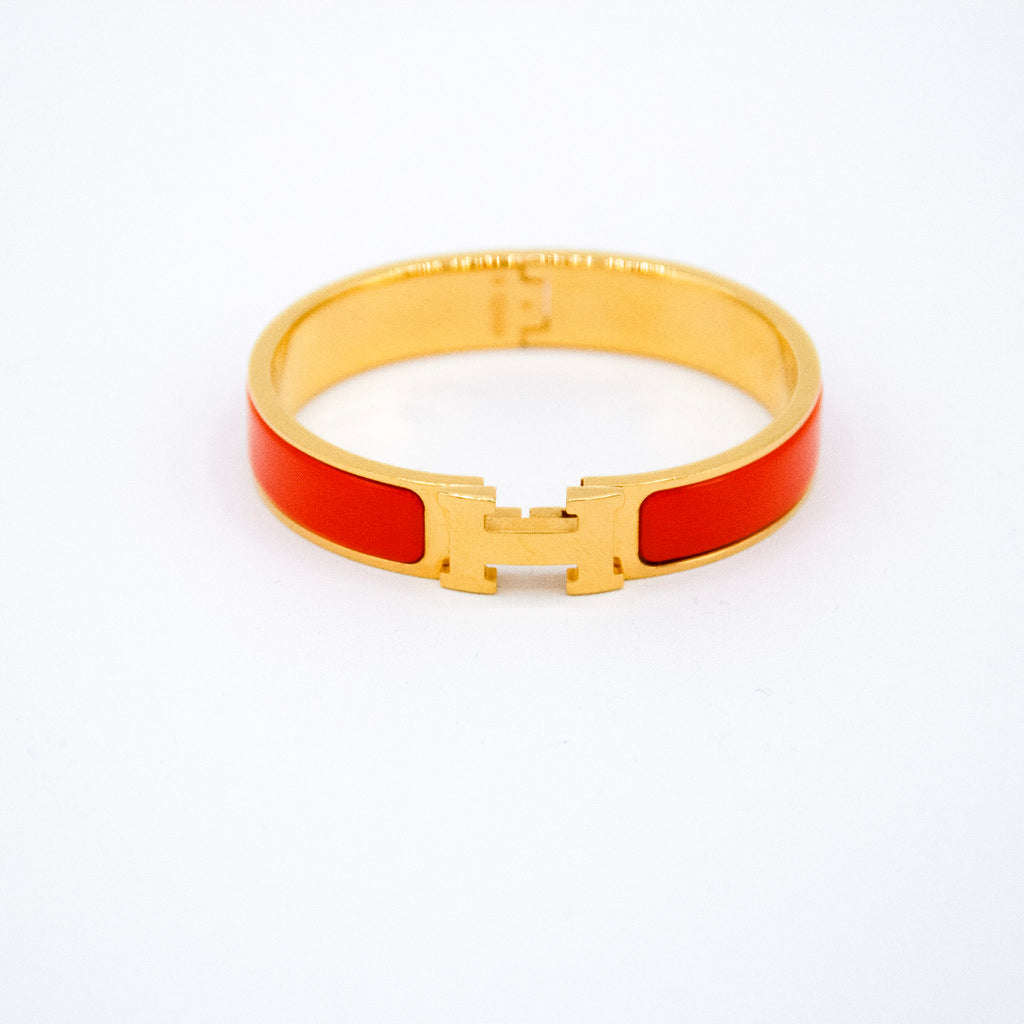 Hermes Click H Orange Guld Armbånd