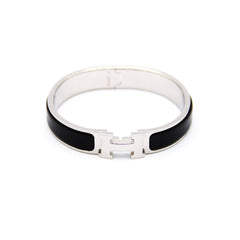 Hermes Click H Black Silver Bracelet