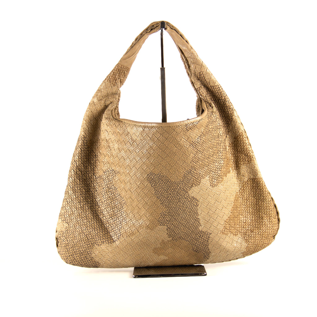 Bottega Veneta Intrecciato Khaki Skuldertaske