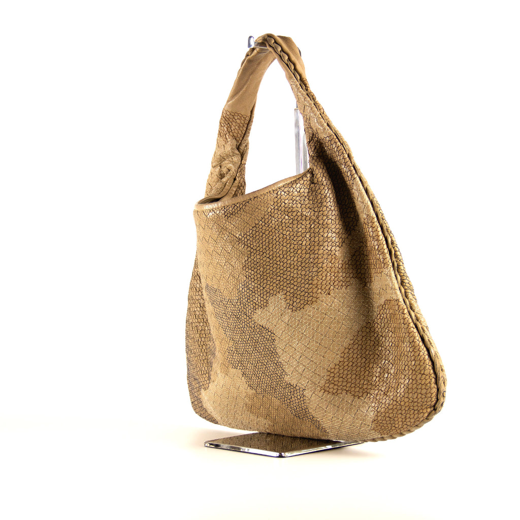 Bottega Veneta Intrecciato Khaki Skuldertaske