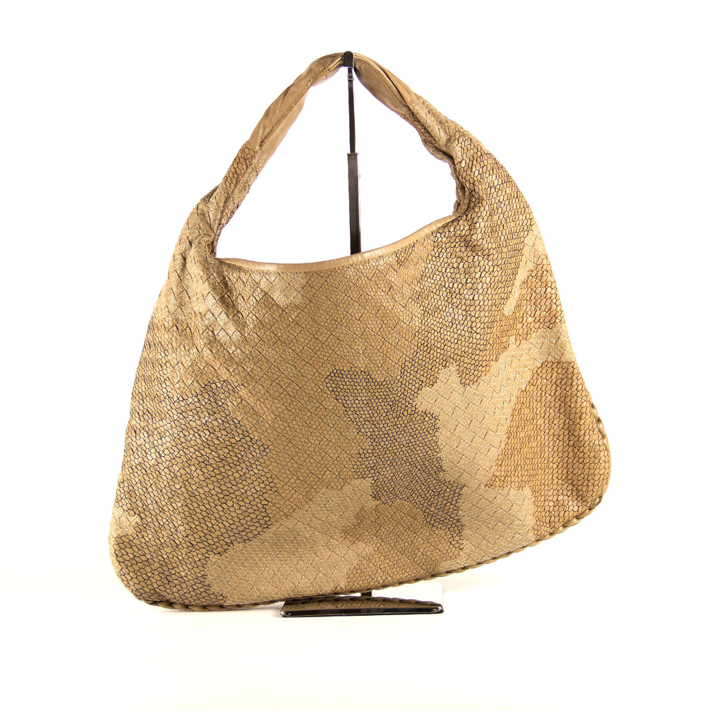 Bottega Veneta Intrecciato Khaki Skuldertaske