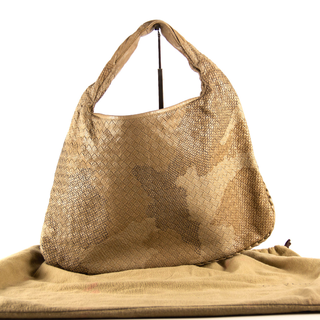 Bottega Veneta Intrecciato Khaki Skuldertaske