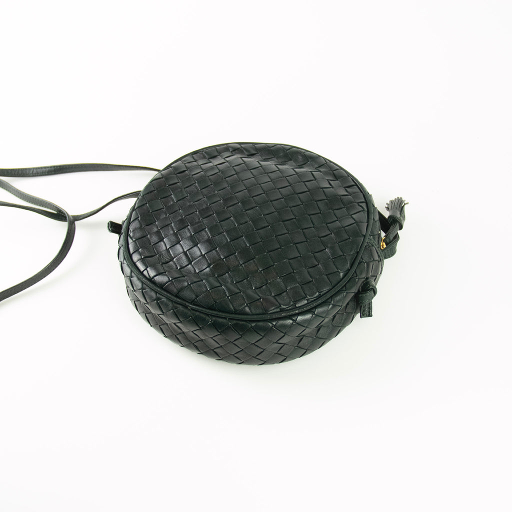 Bottega Veneta Nappa Intrecciato Rund Crossbody Mørkegrøn